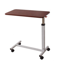 adjustable height hospital overbed table with wheel